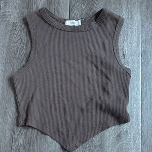 Aritzia Cocoa Ribbed Crop Top